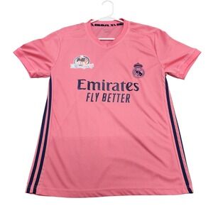 Real Madrid Jersey Mens Large Pink Soccer Emirates Fly Better Number 5 La Liga